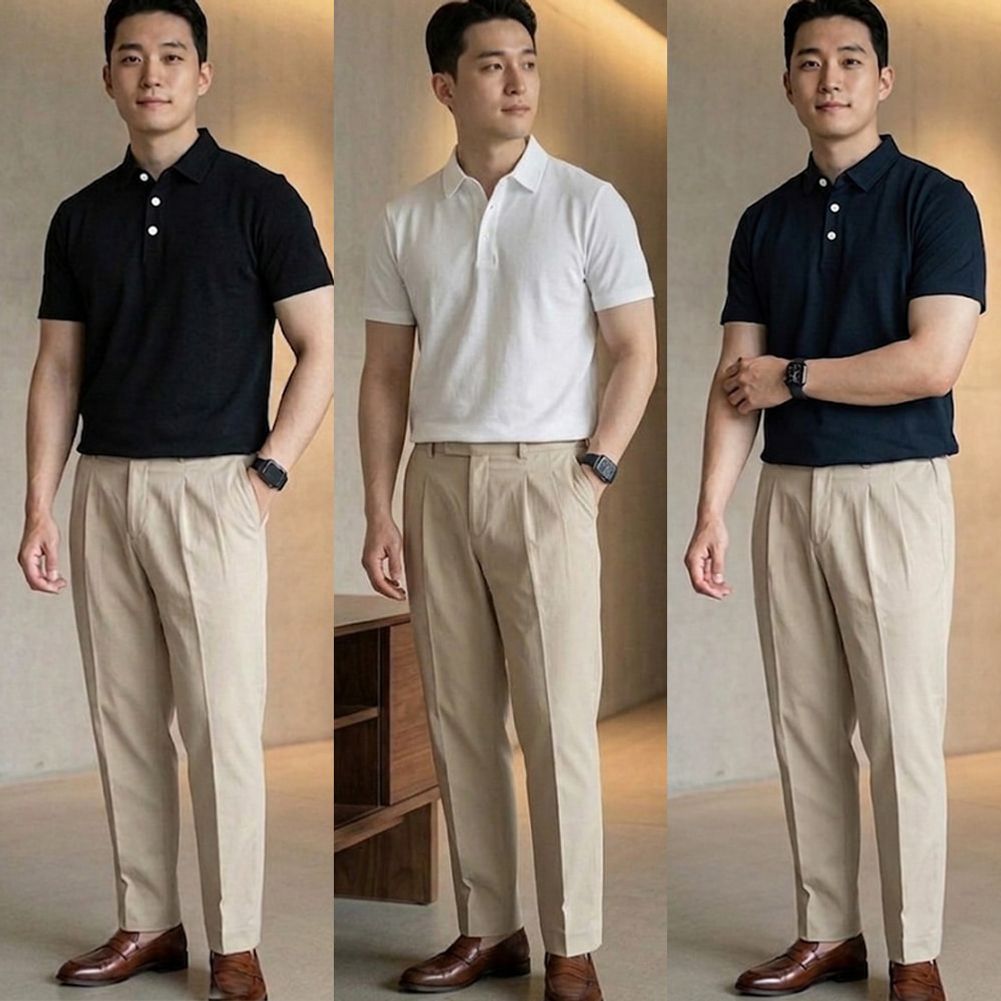 남성 여름 출근룩 골프 베이직 깔끔한 카라 반팔티